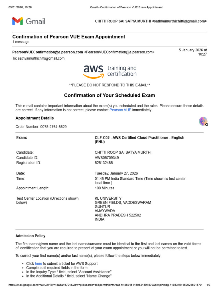 AWS Certified Cloud Practitioner Exam Confirmation | PDF | Identity ...