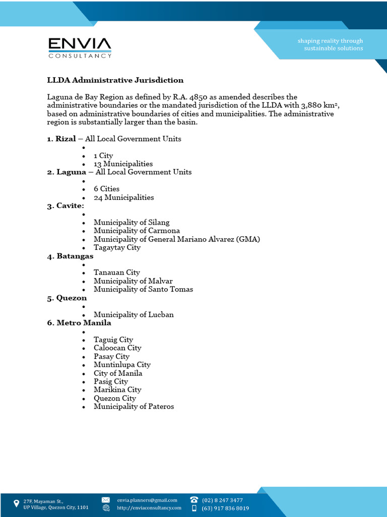 LLDA Administrative Jurisdiction Overview | PDF