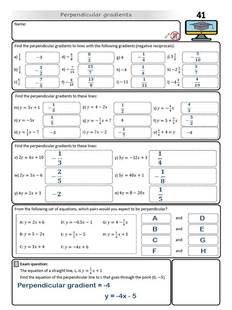 Answers+ +Perpendicular+Gradients+ | PDF