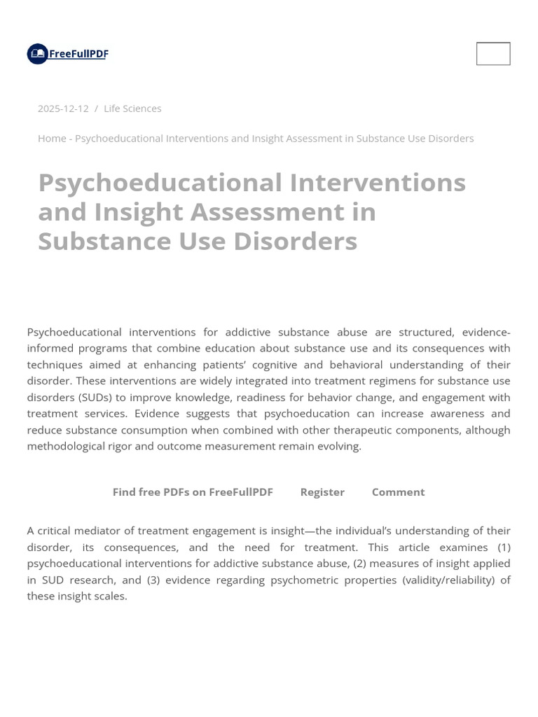 Psychoeducational Interventions in SUDs | PDF | Substance Use Disorder ...