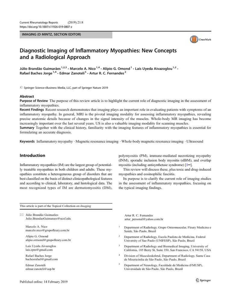 Imaging Techniques for Inflammatory Myopathies | PDF | Medical Imaging ...