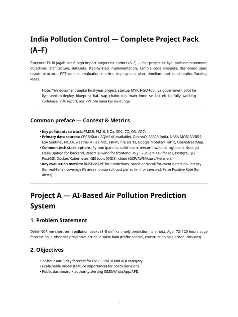 India Pollution Control Project Blueprints | PDF | Unmanned Aerial Vehicle