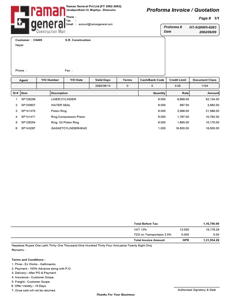 S.R ENGINE PARTS Quotation d0dbb7c7 132a 41a3 Aa45 4f9fe1742ffe | PDF