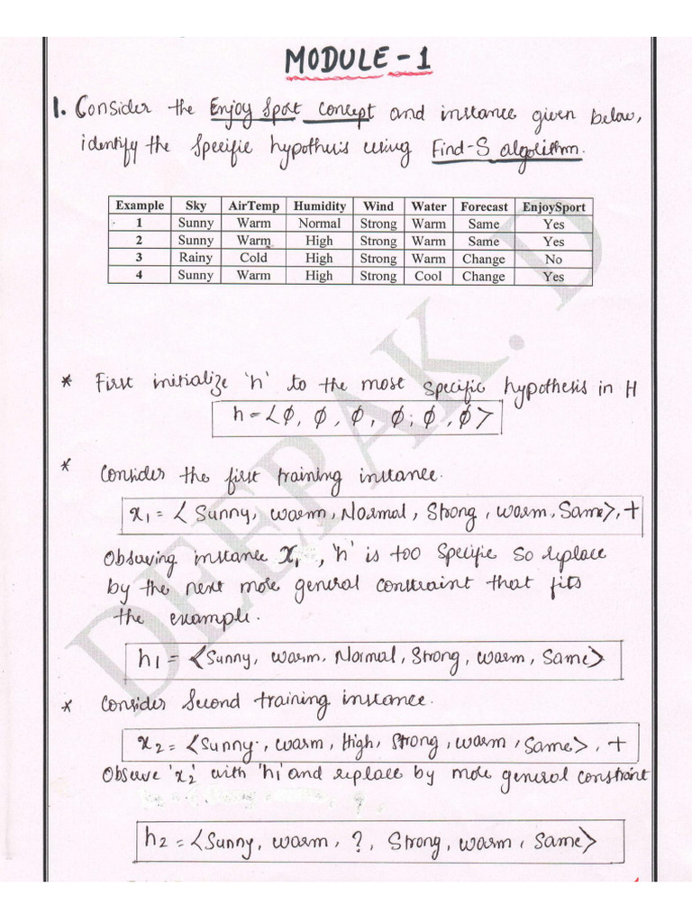 ML Unit - 1 Problems 3 | PDF