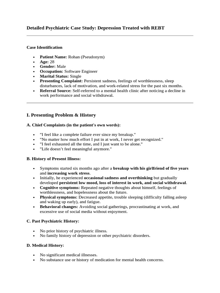 REBT for Major Depression Case Study | PDF | Major Depressive Disorder ...