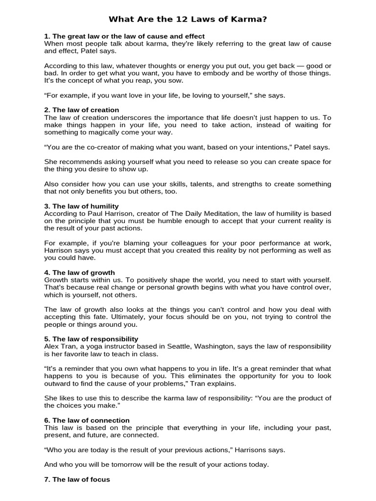 12 Essential Laws of Karma Explained | PDF | Karma | Psychology