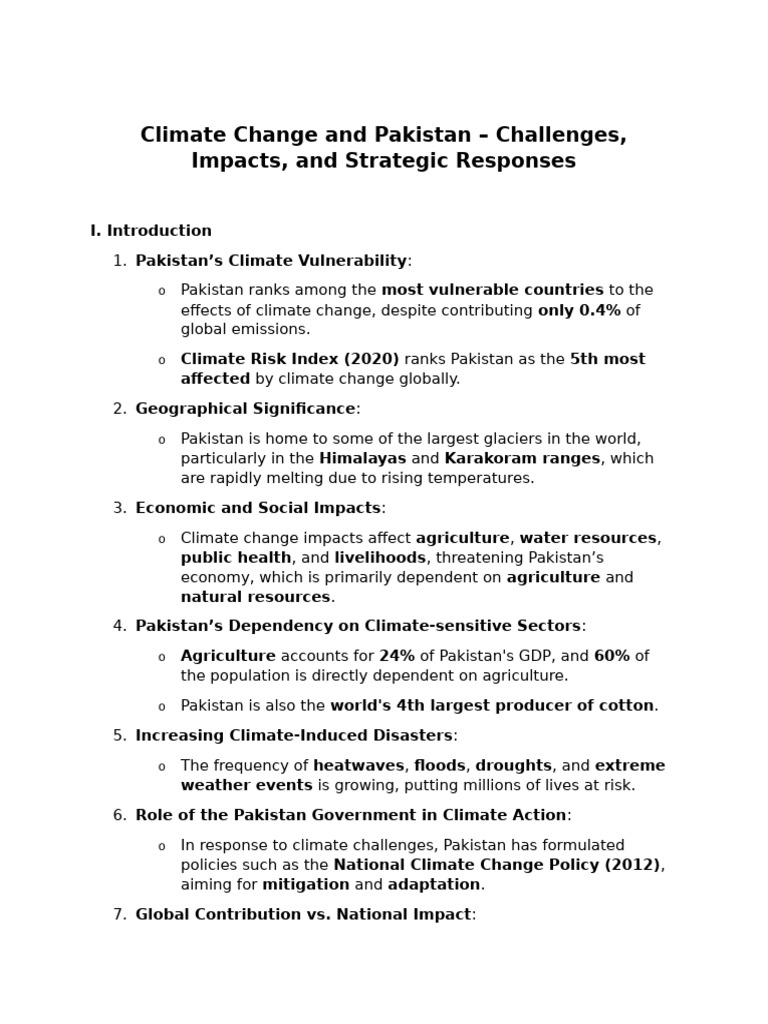 Climate Change Challenges in Pakistan | PDF | Climate Change Mitigation ...