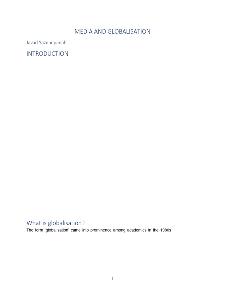 Media's Role in Globalization Dynamics | PDF | Cultural Globalization ...