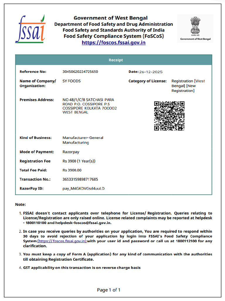 Receipt Sy Foods | PDF