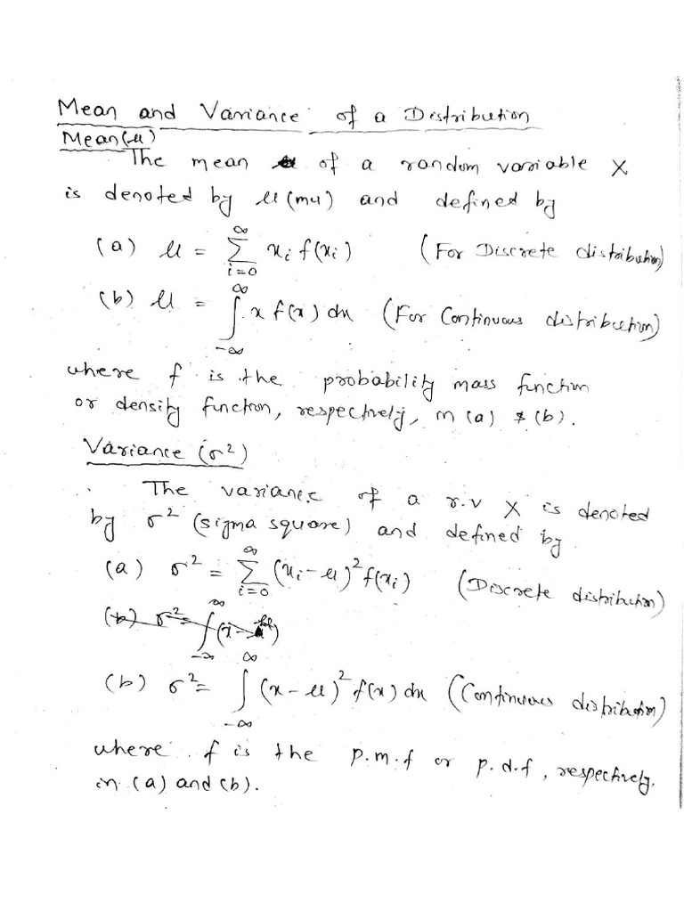 Mean and Variance of R.V. (M-3) | PDF