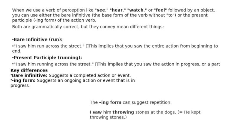 Understanding Verb Perception Forms | PDF