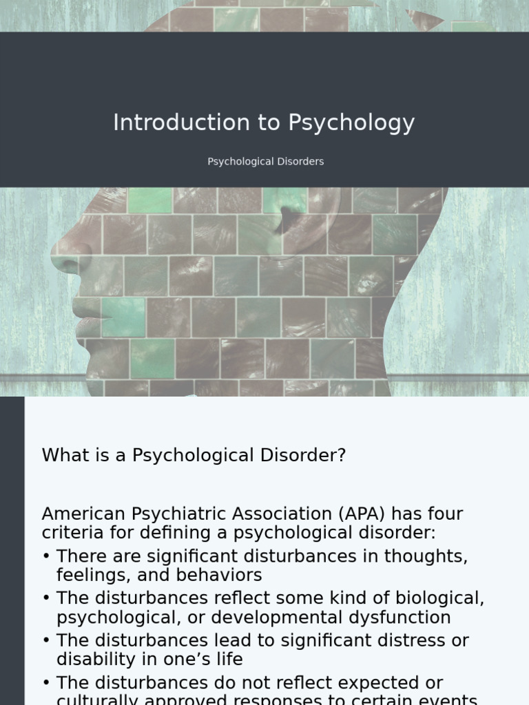 Understanding Psychological Disorders | PDF | Mental Disorder | Major ...