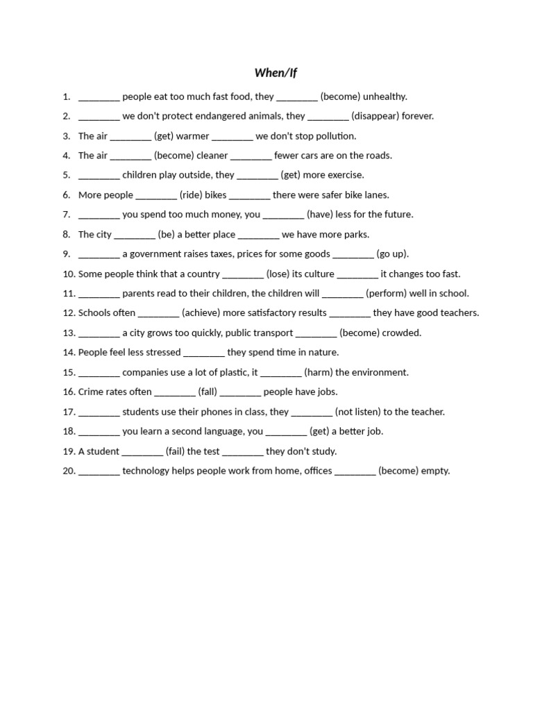 Conditional Sentences Practice Exercises | PDF