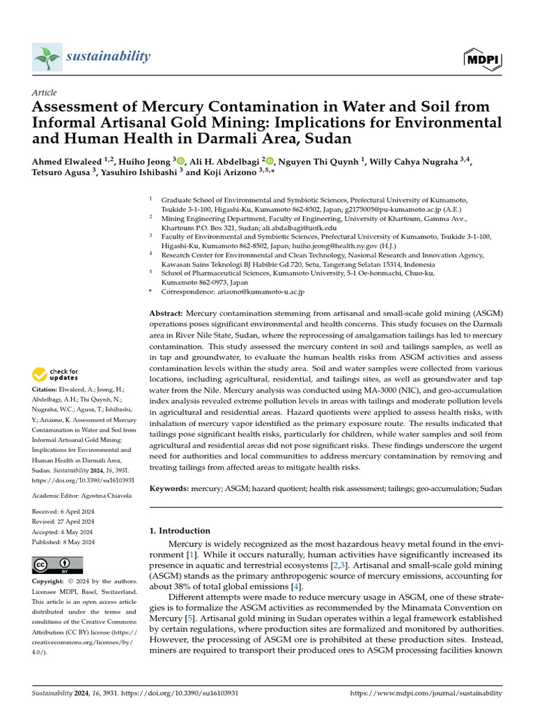 Mercury Contamination from Gold Mining in Sudan | PDF | Groundwater ...
