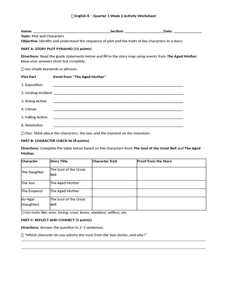 Q1 W2 Activity Sheet Plot and Character | PDF