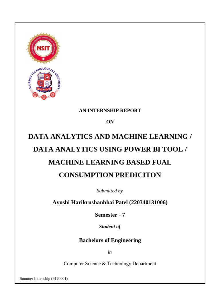Data Analytics Internship Report | PDF | Regression Analysis | Data ...