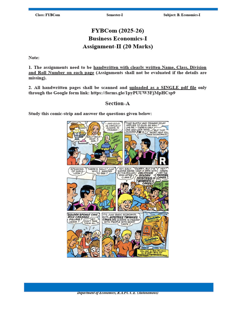 FYBCom Business Economics Assignment 2025 | PDF | Demand | Supply And ...