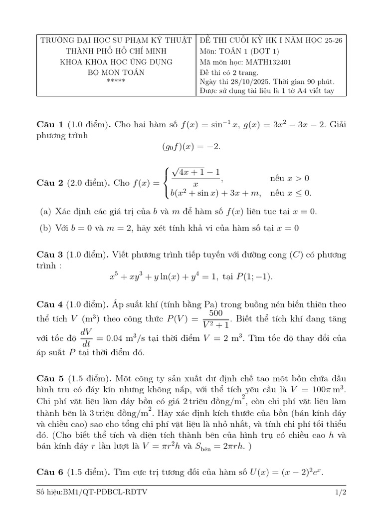 Toán 1 - DT | PDF