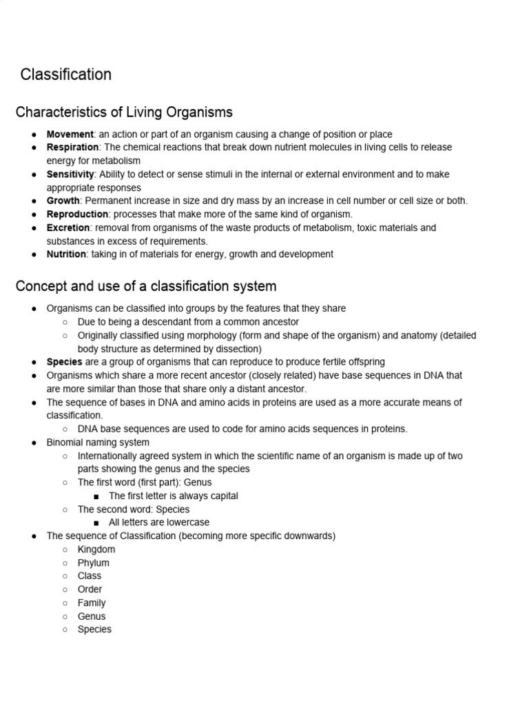 Classification of Living Organisms | PDF