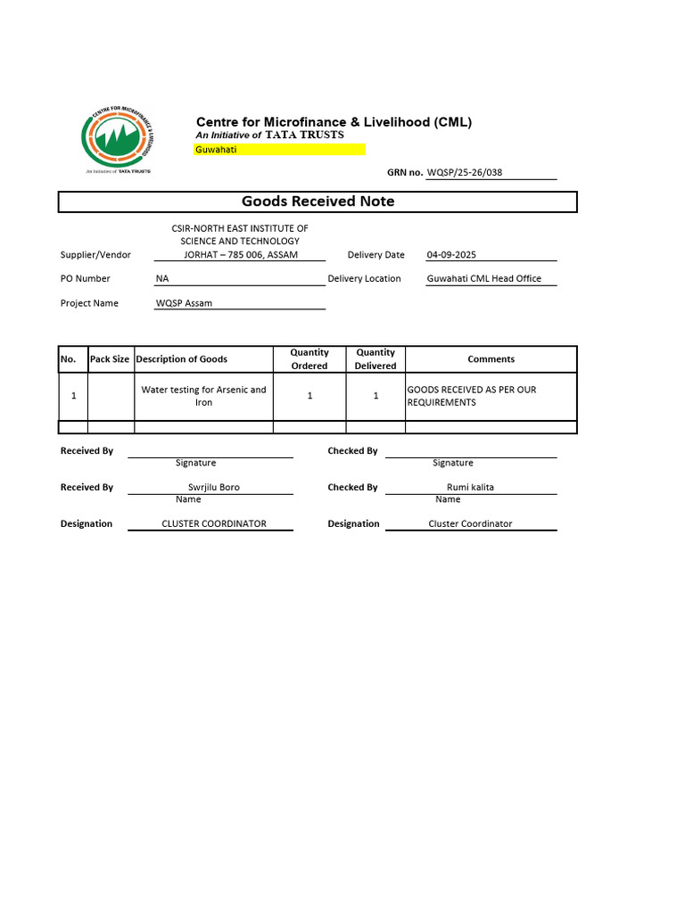GRN Water Testing | PDF