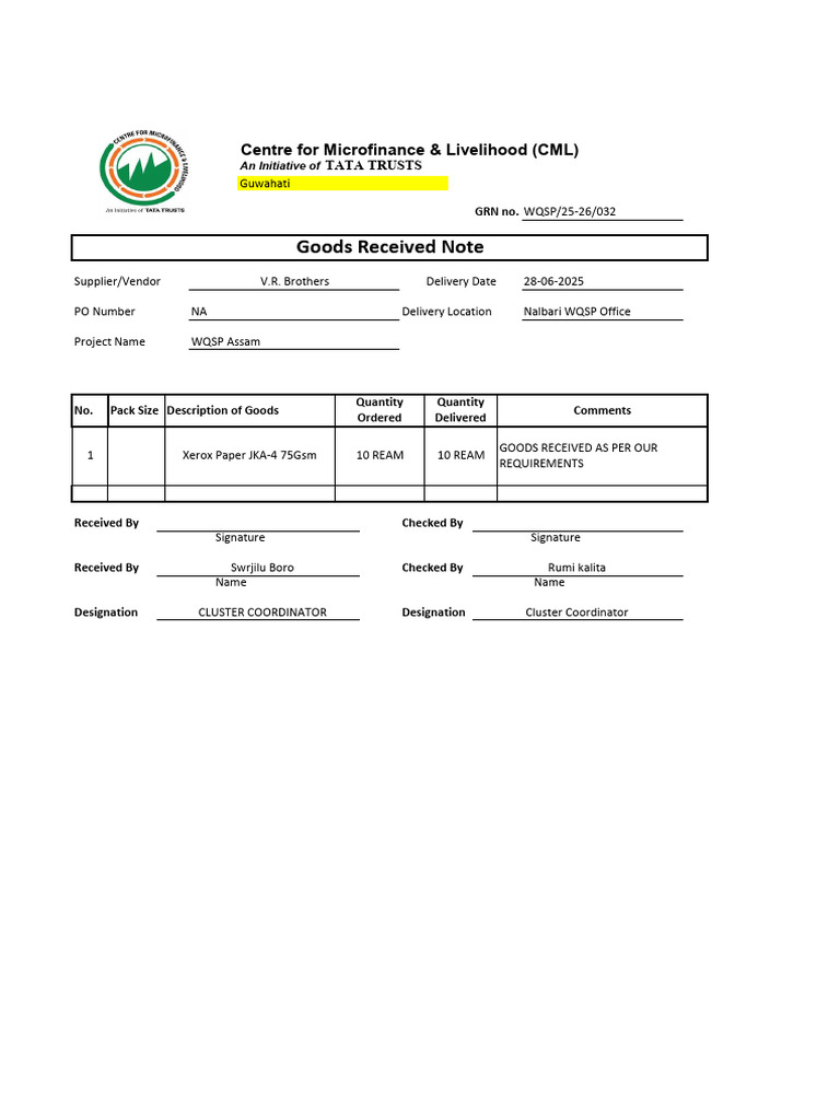 GRN Xerox Paper | PDF