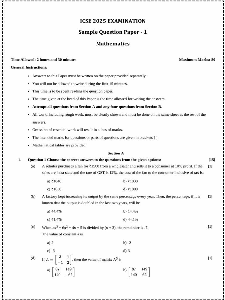 Class 10 TH Mathematics SQP 2 | PDF