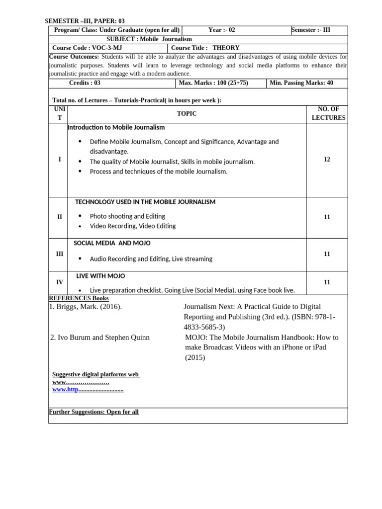 Bajmc - Sem-3 Mobile Journalism | PDF | Human Communication