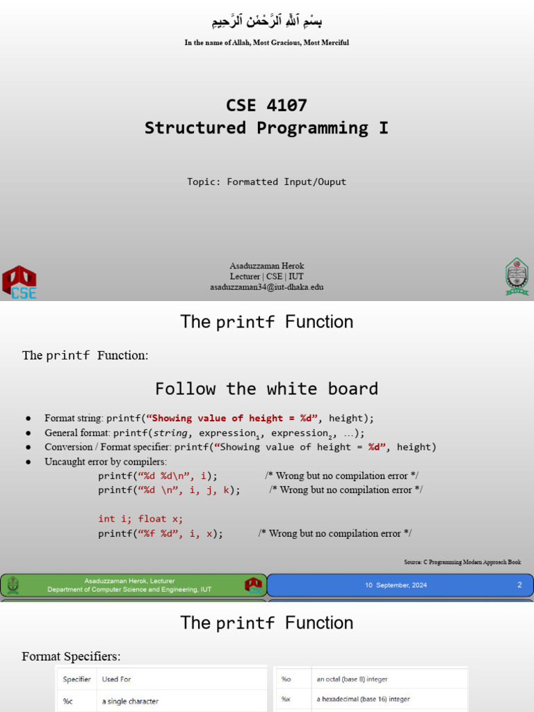 C Programming: printf and scanf Functions | PDF | Computer Programming ...