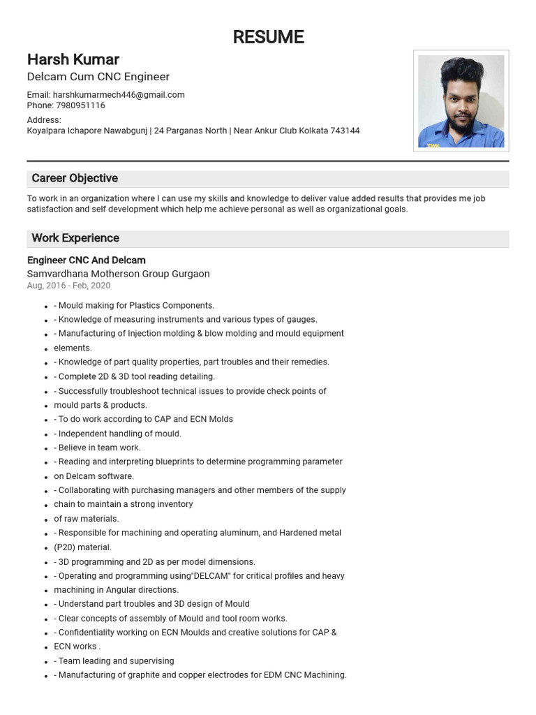Harsh Kumar - Resume - 06-May-2020 | PDF | Secondary Sector Of The Economy