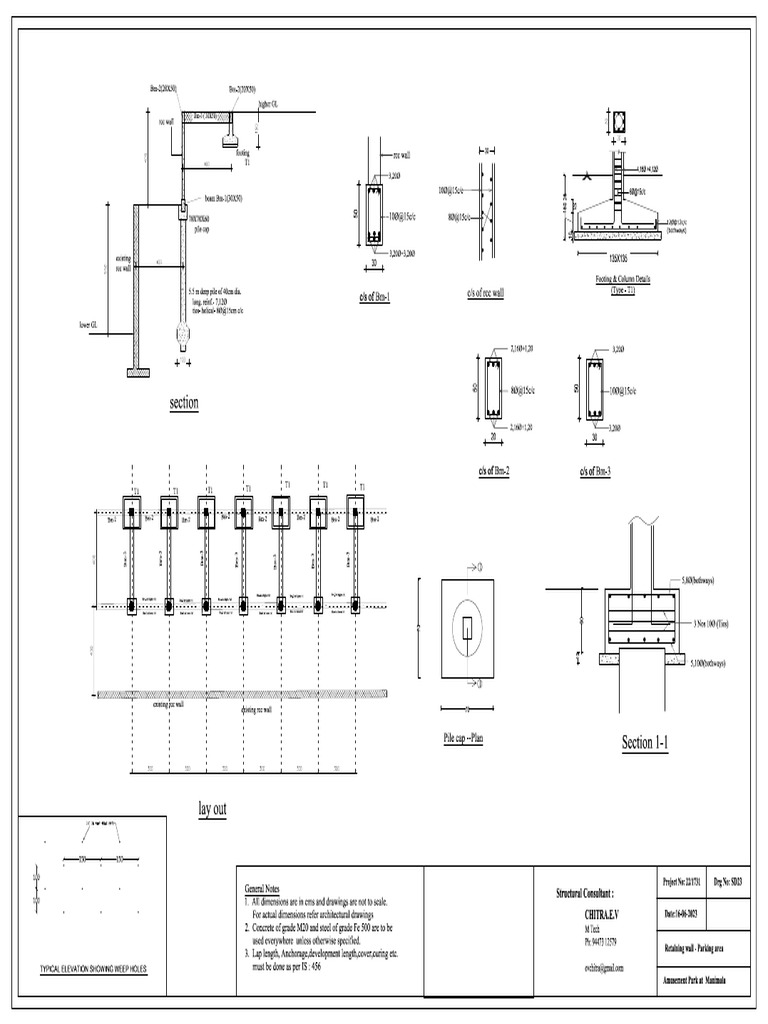 RCC Wall and Footing Details for Park | PDF | Components | Building ...