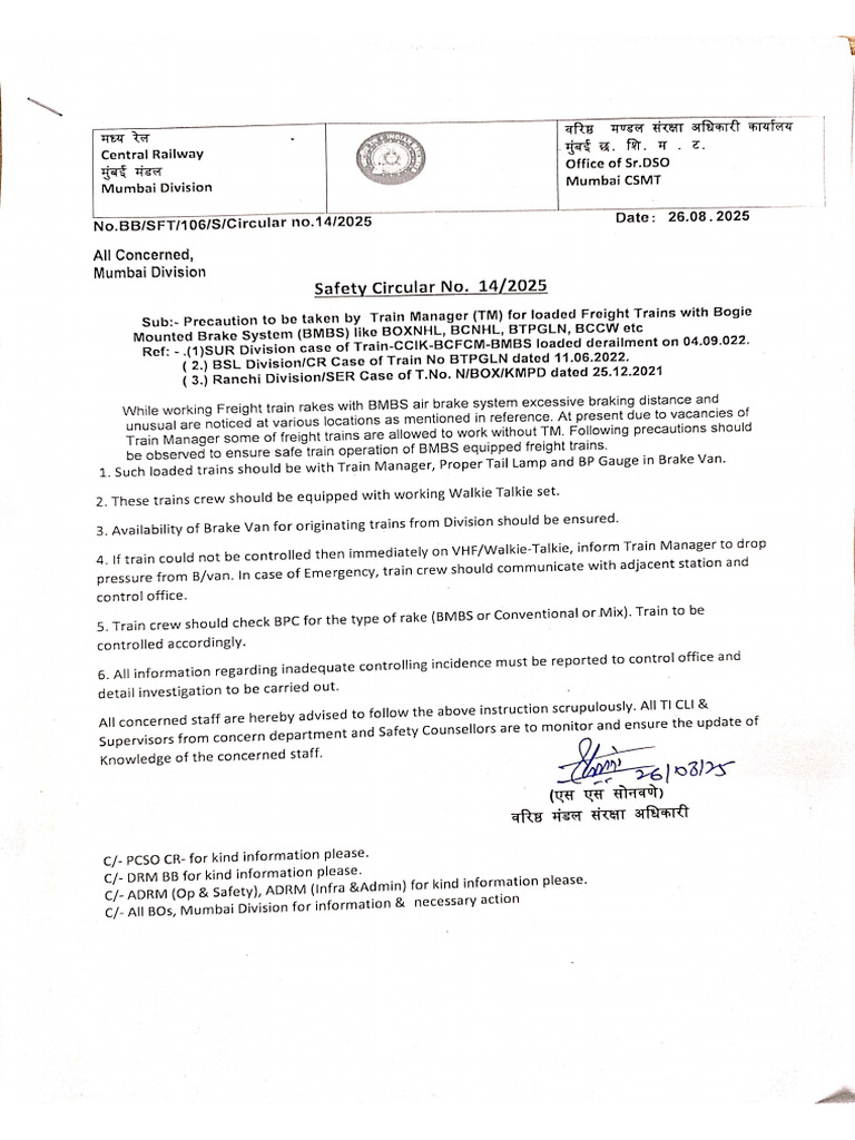 Safety Circular No 14 | PDF