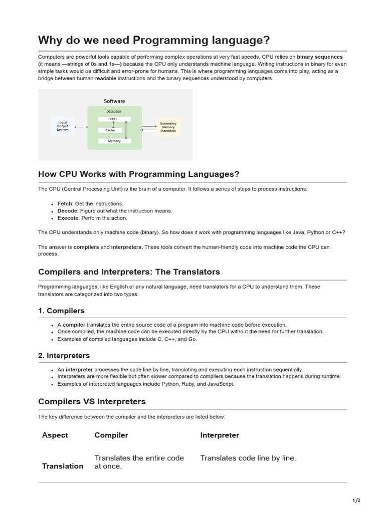 1.2 Java Basics - Why Do We Need Programming Language | PDF | Compiler ...