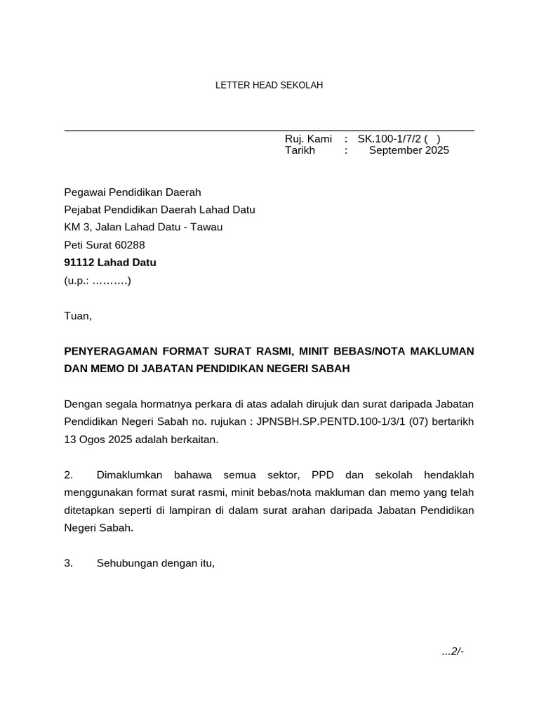 Contoh Format Surat Rasmi | PDF