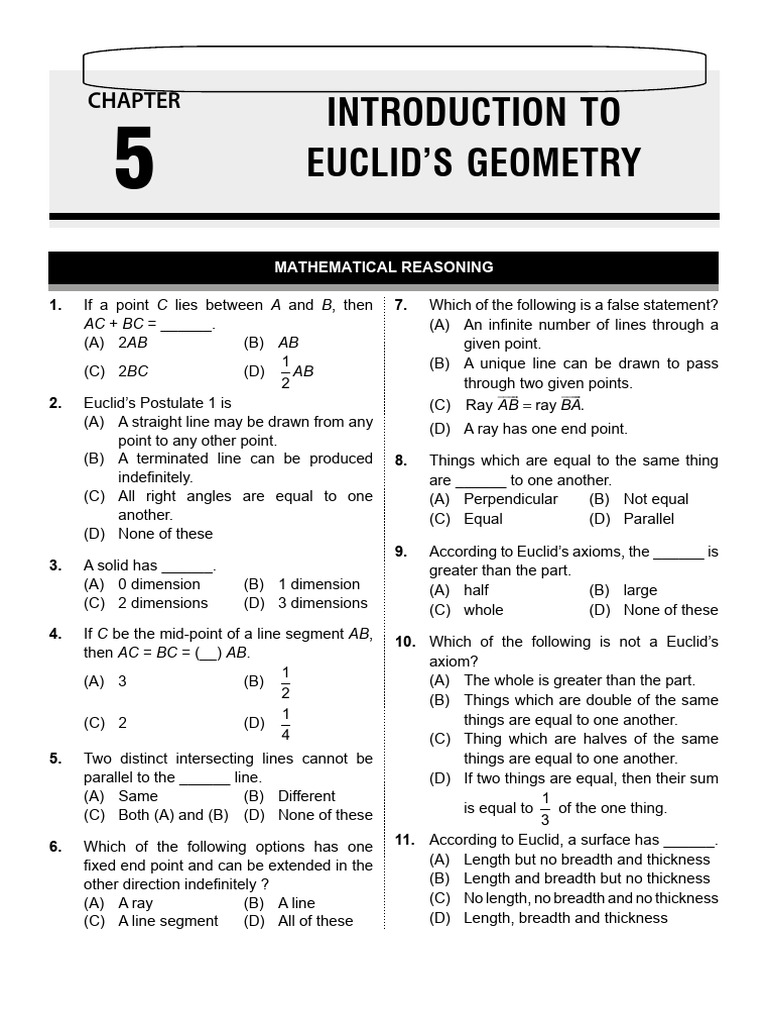 Euclid's Geometry: Key Concepts and Axioms | PDF | Line (Geometry) | Axiom