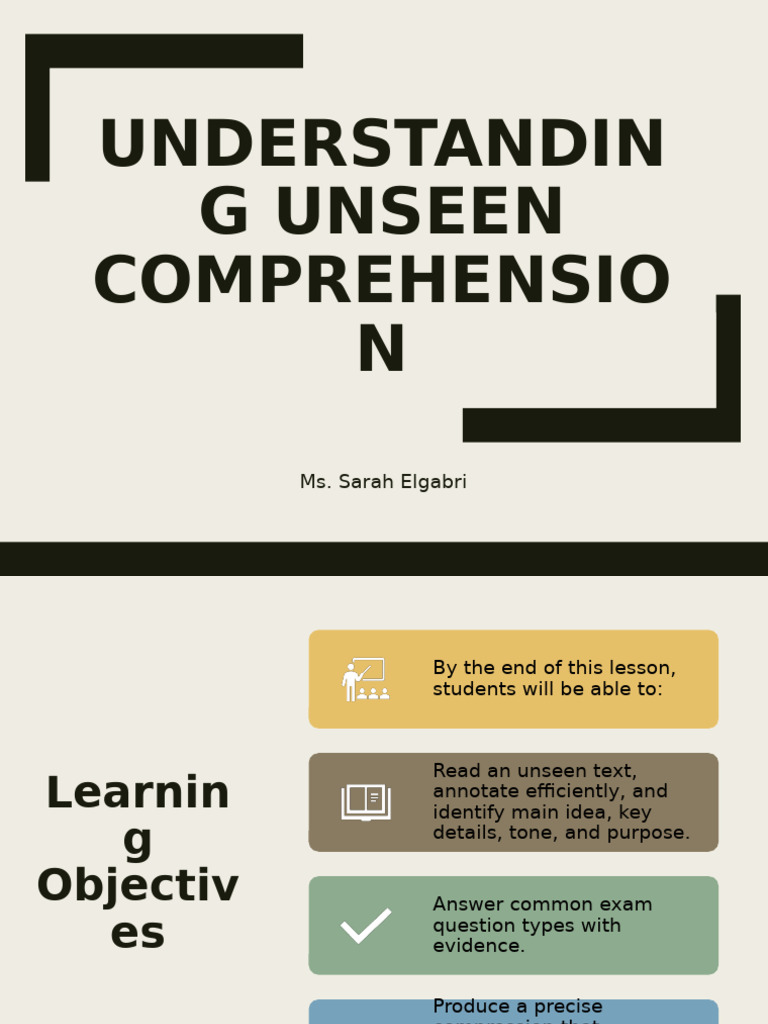Mastering Unseen Text Comprehension | PDF | Reading Comprehension ...