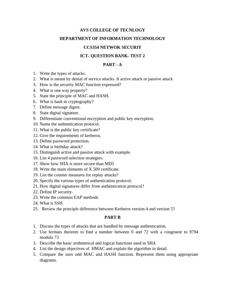 Network Security Question Bank Guide | PDF | Public Key Cryptography ...