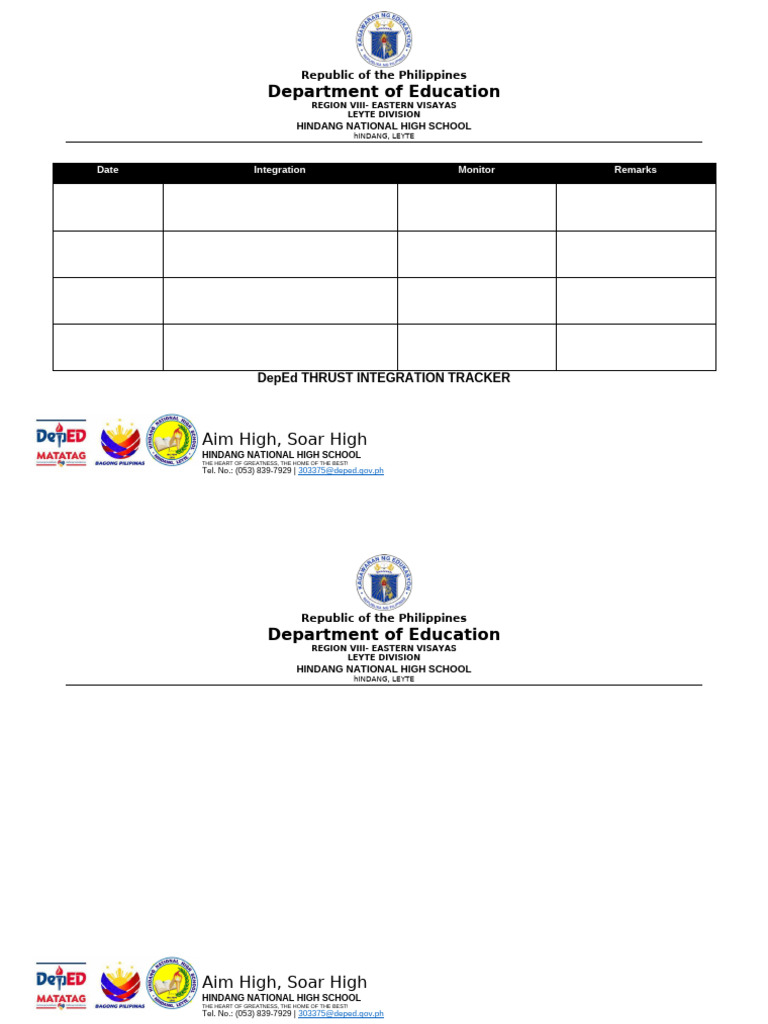DepEd Integration Tracker for Hindang HS | PDF
