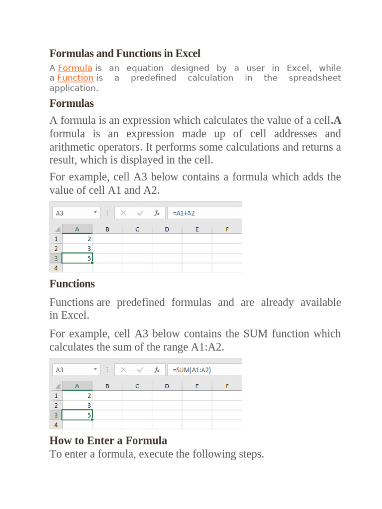Excel Formulas and Functions Guide | PDF | Formula | Parameter ...