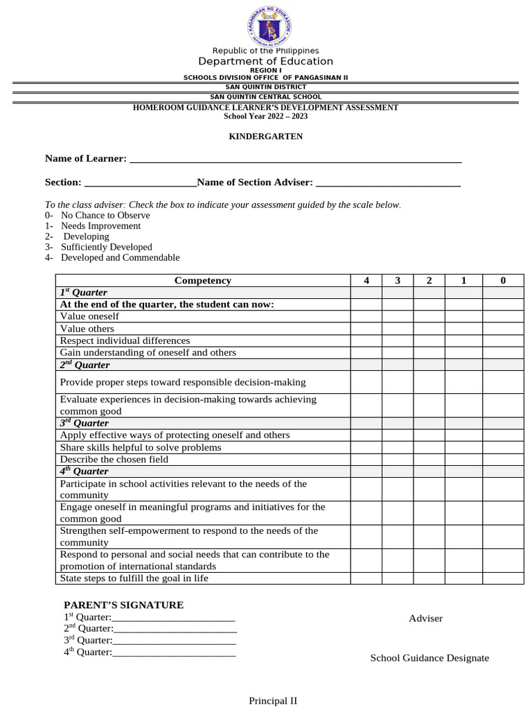Homeroom Guidance Assessment 2022-2026 | PDF | Decision Making ...