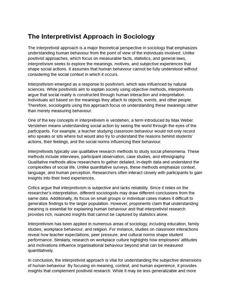 Understanding the Interpretivist Approach | PDF | Qualitative Research ...