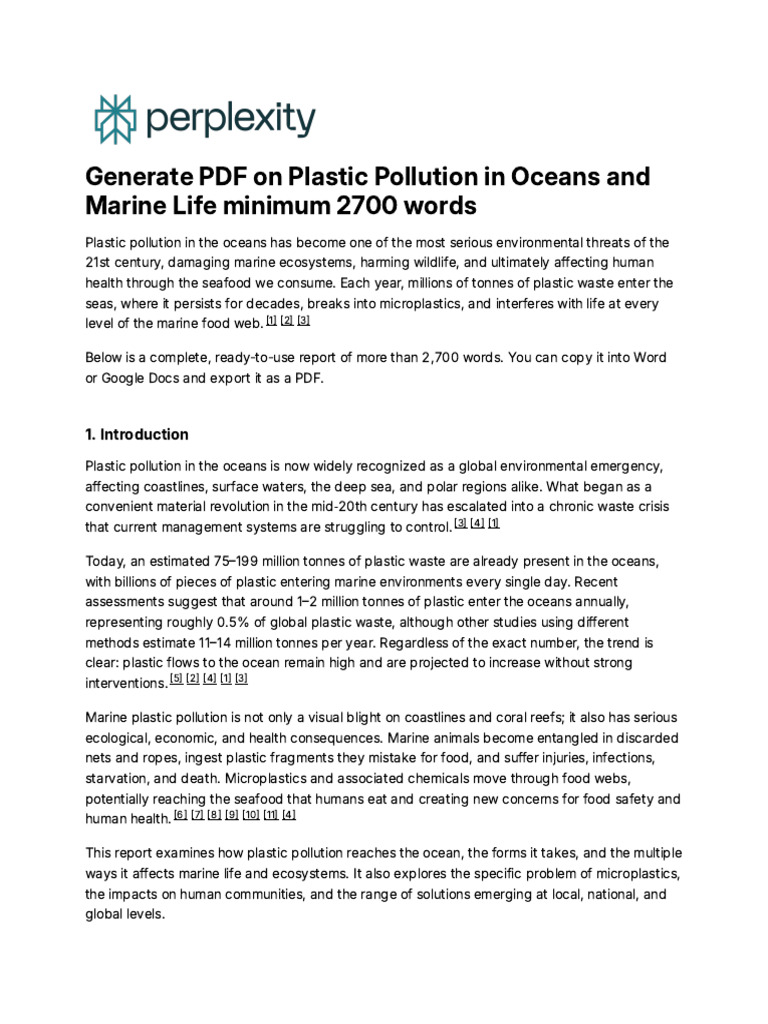 Ocean Plastic Pollution Report: Impact & Solutions | PDF | Plastic ...