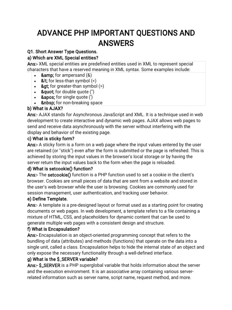 Essential PHP Interview Questions | PDF | Web Service | Document Object ...