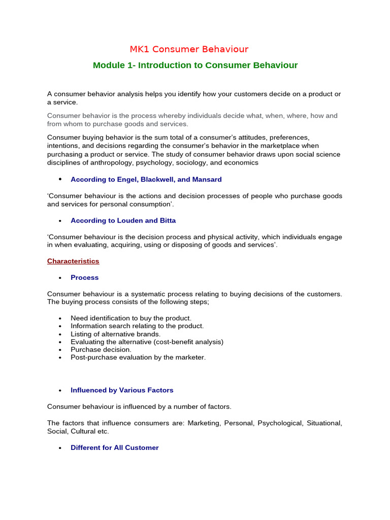 Understanding Consumer Behavior Analysis | PDF | Consumer Behaviour ...