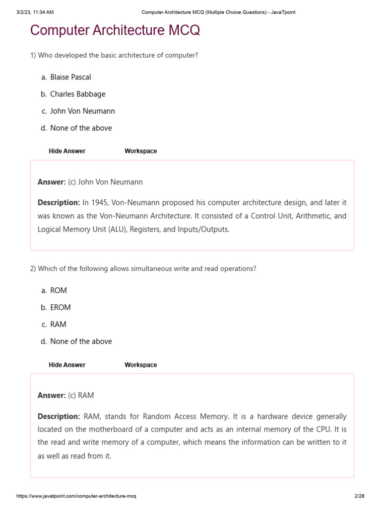 Computer Architecture MCQs Guide | PDF | Byte | Logic Gate