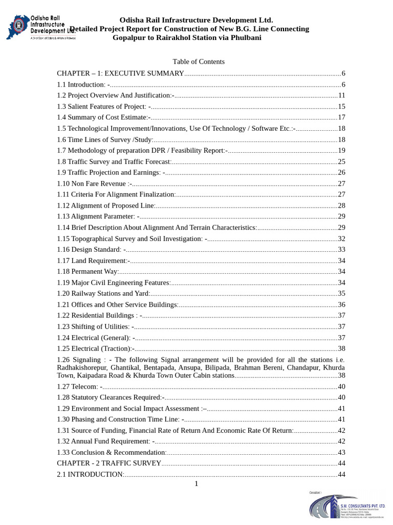 Odisha Gopalpur-Rairakhol Rail Project Report | PDF | Rail Transport ...