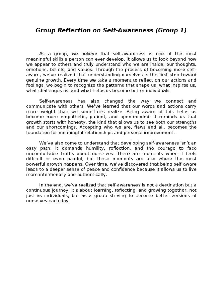 Group Reflections on Personal Growth | PDF | Leadership | Self Awareness