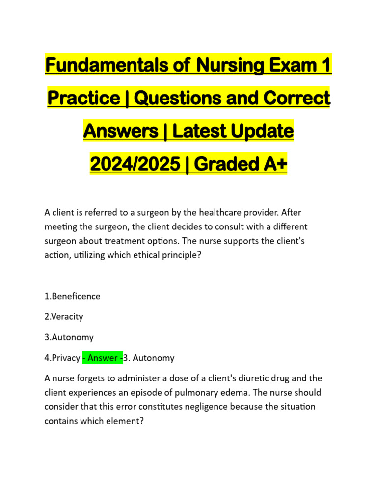 Nursing Exam 1 Practice Questions 2024 | PDF | Cardiopulmonary ...