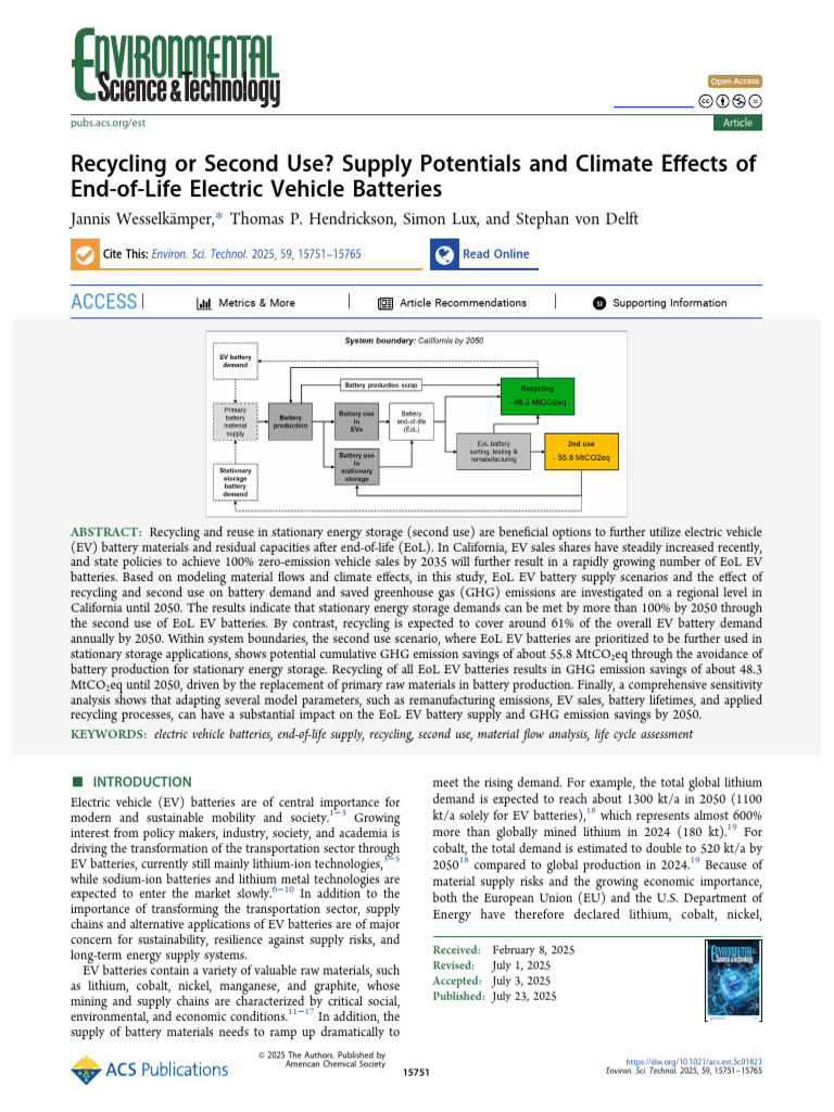 Recycling or Second Use Supply Potentials and Climate Effects of End of ...