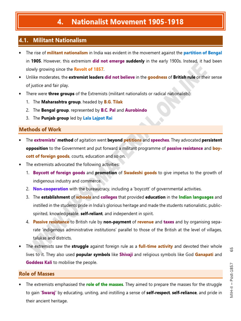 Rise of Militant Nationalism in India | PDF | British India | Indian ...