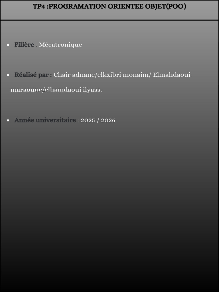 TP4 : Programmation Orientée Objet POO | PDF